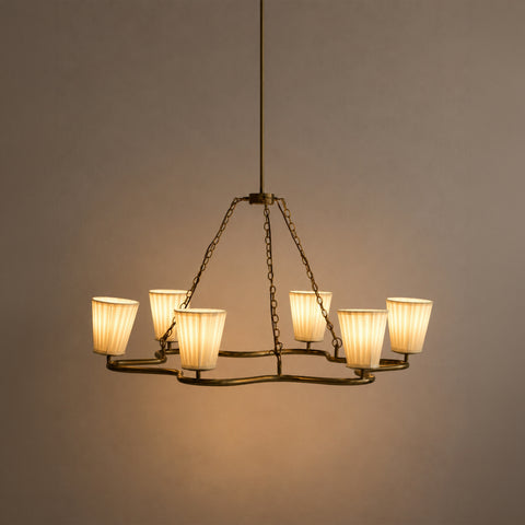 Contemporary brass pendant chandelier in on mode