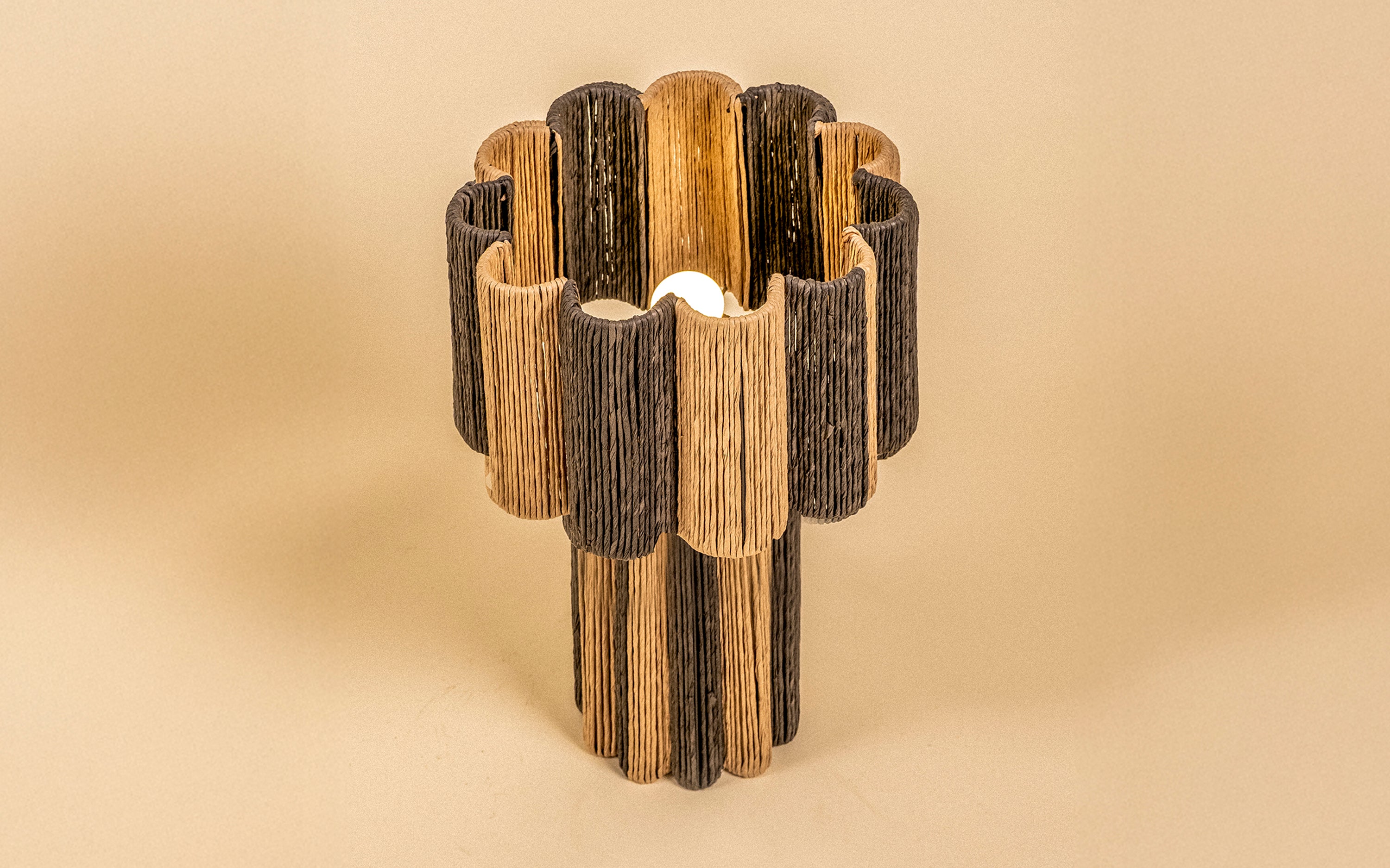 Kenji Table Lamps | Rafia made Decorative Table Lamp - Close shot - from left angle - Orange Tree