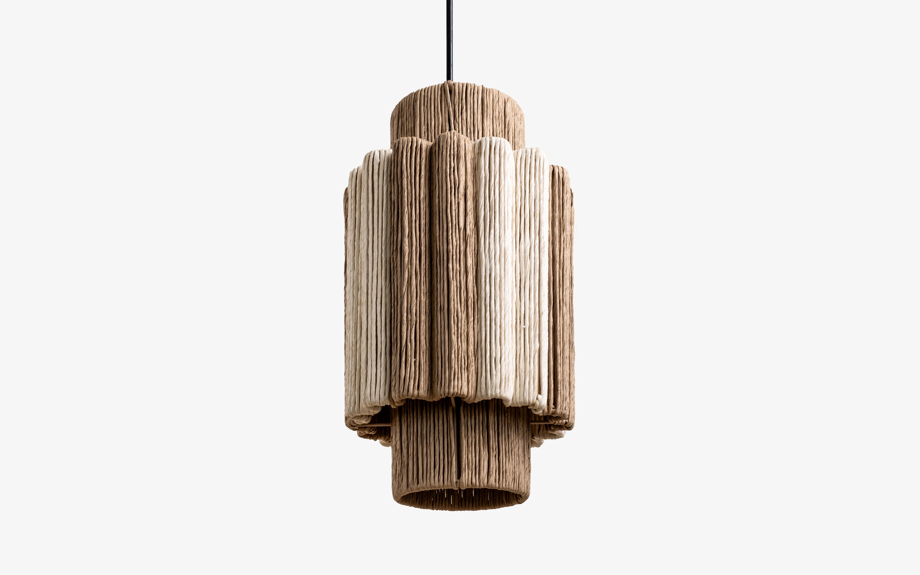 Buy Kenji White Rafia Pendant Lamp | Cylindrical Hanging Light - with white background - Orange Tree