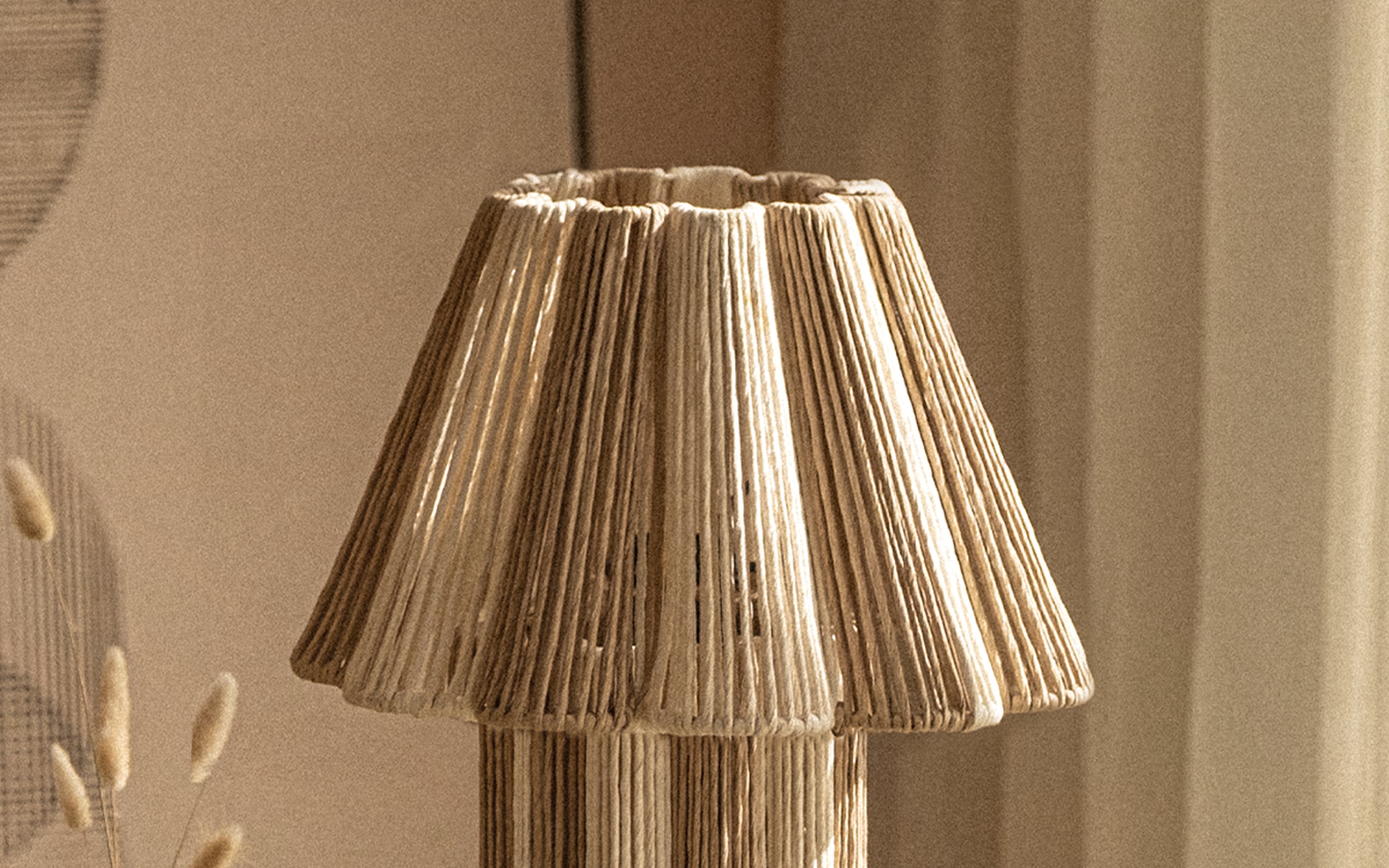 Kenji Conical Table Lamps | Raffia Shade Side Table Lamp - with white background - Orange Tree