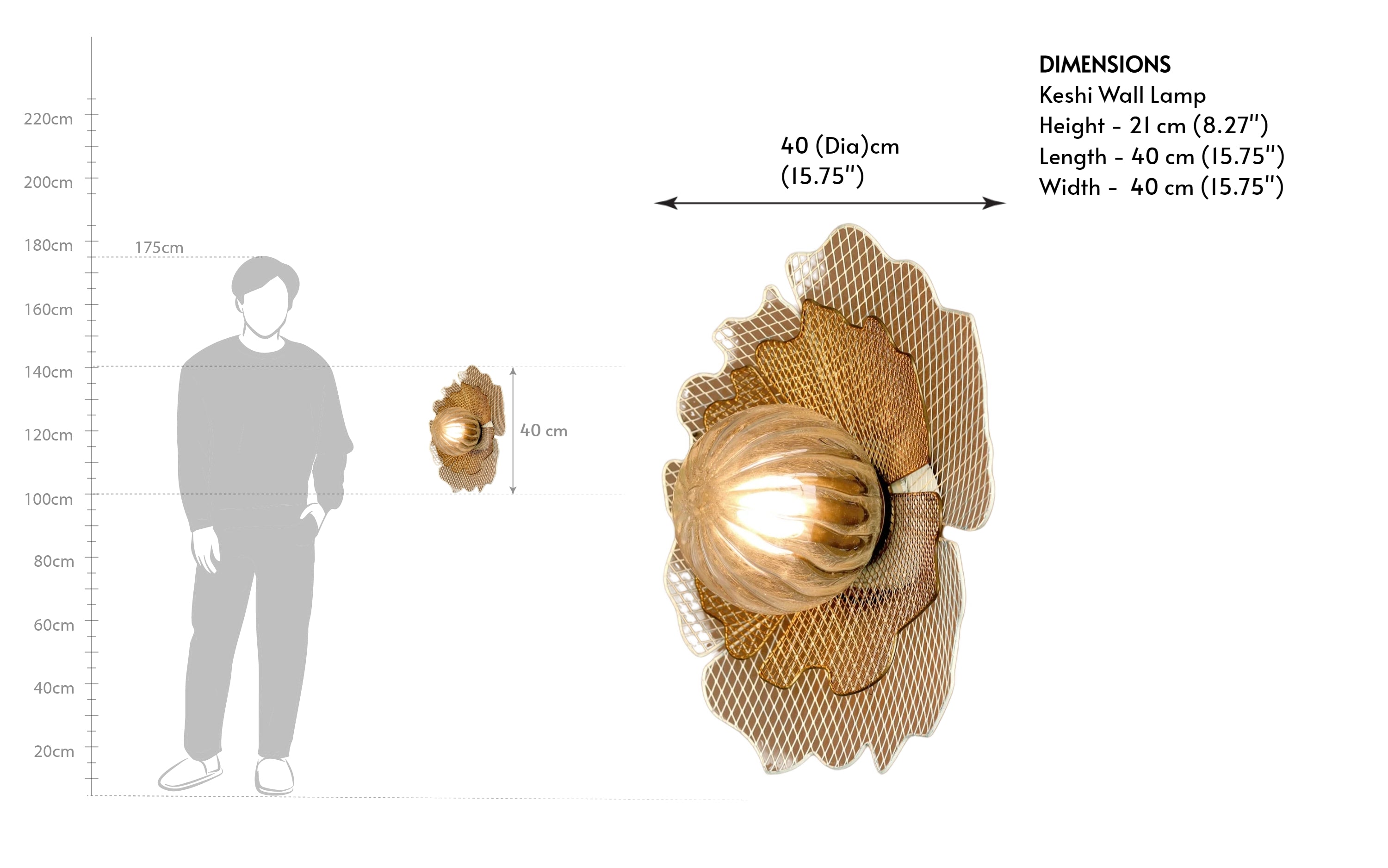 Buy Keshi Metal Wall Lamp for Bedrooms - Close shot - from right angle - Orange Tree