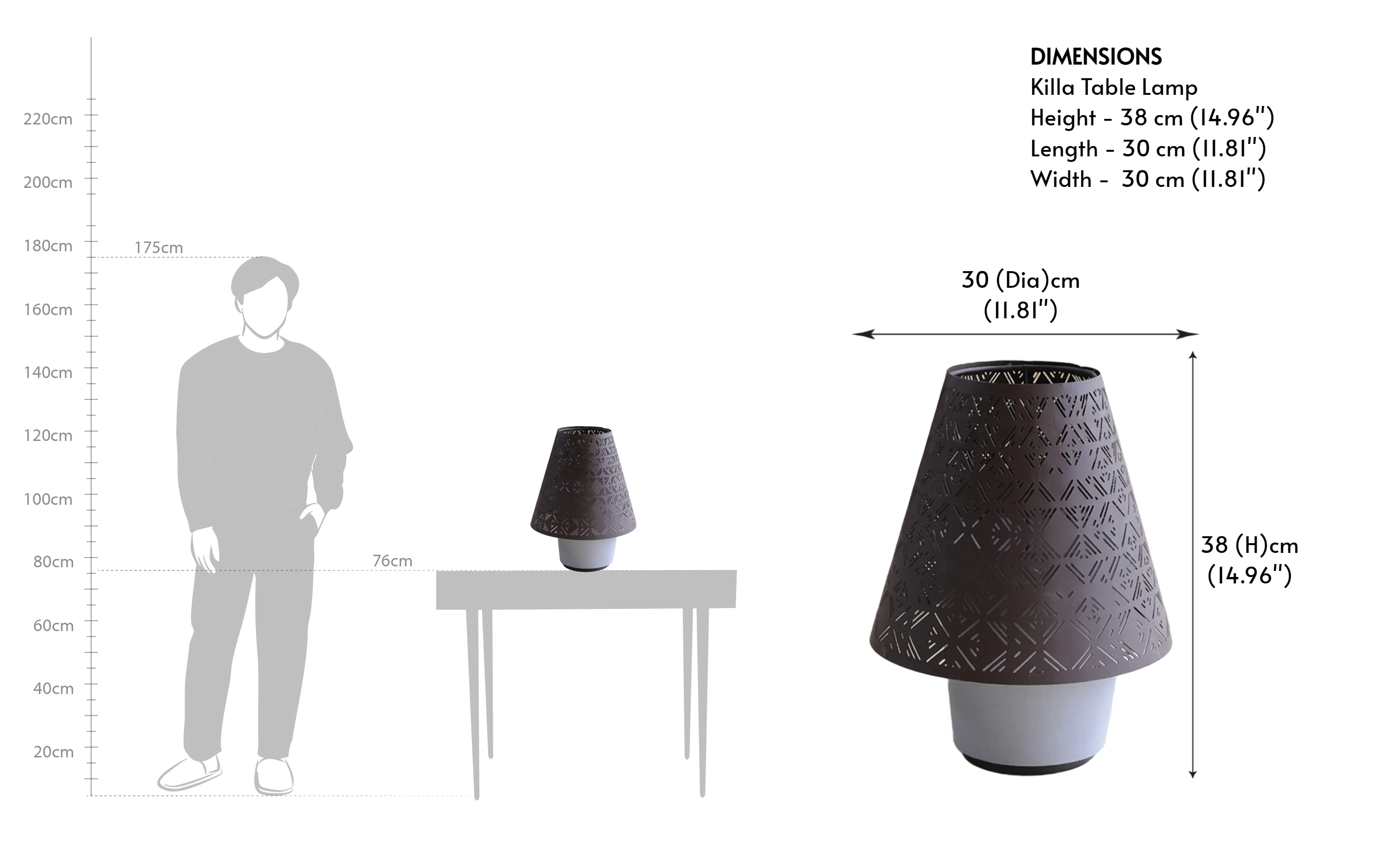 Killa Metal Table Decorative Lamp for Home Decor - Close shot - from left angle - Orange Tree