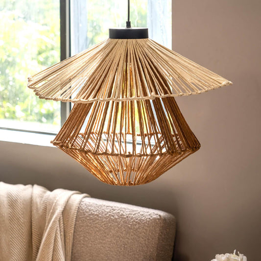 Klimt Rafia Hanging Lamp Brown White