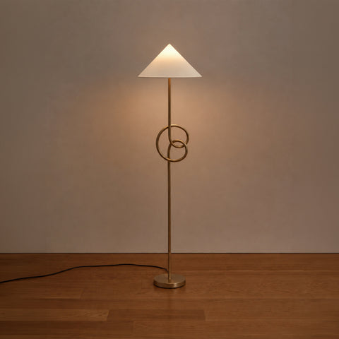 lamp on  view of modern geometric floor lamp with warm light