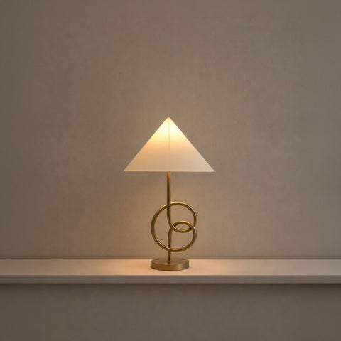 table Lamp ON (glowing, beige background)
