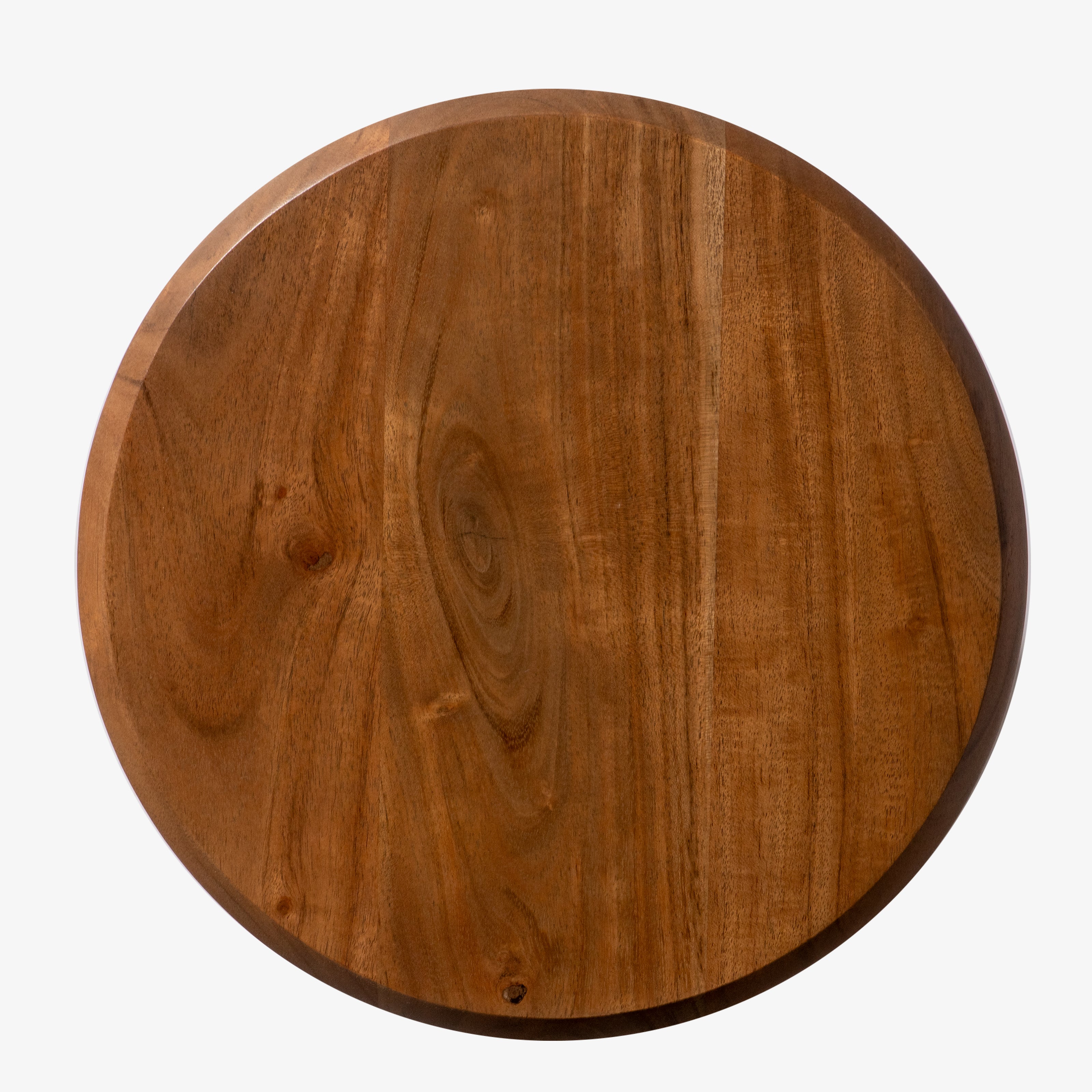 Top view of a circular wooden side table surface.
