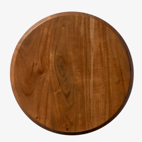 Top view of a circular wooden side table surface.