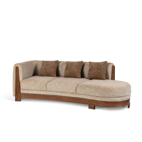 Curved wooden armrest detail