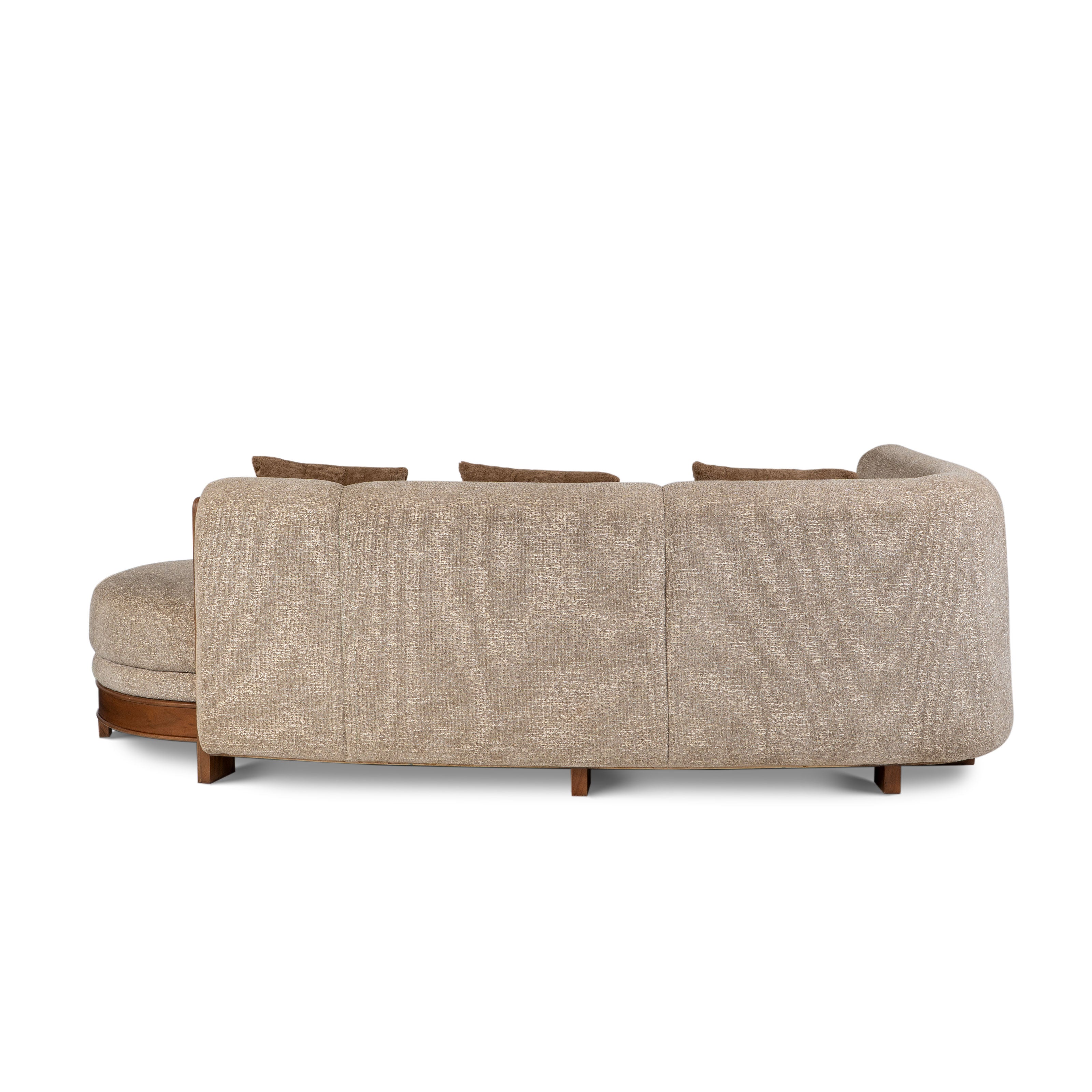 Back view of curved sofa