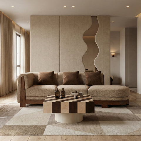 Contemporary beige living room setup