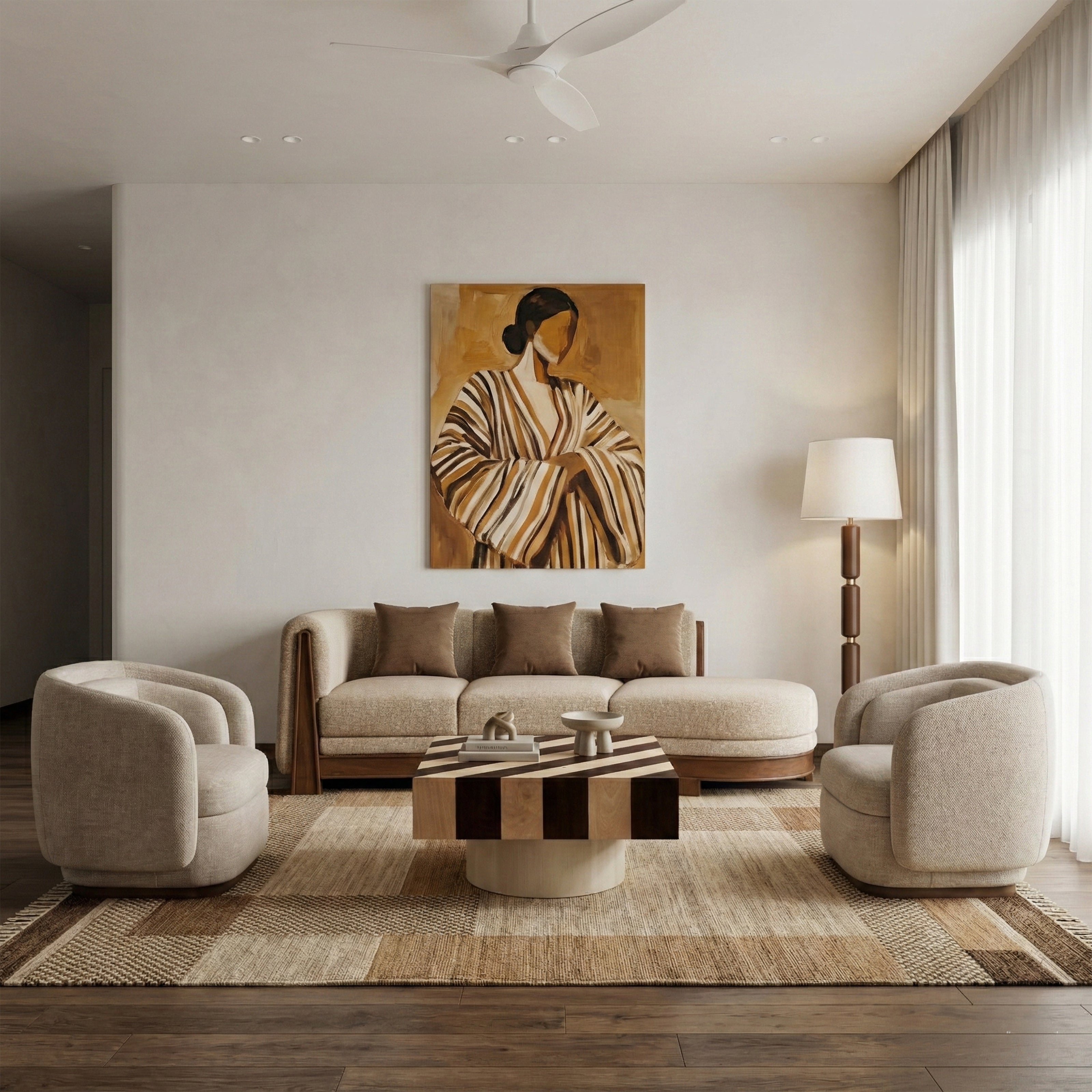 Neutral living room with lounge chairs