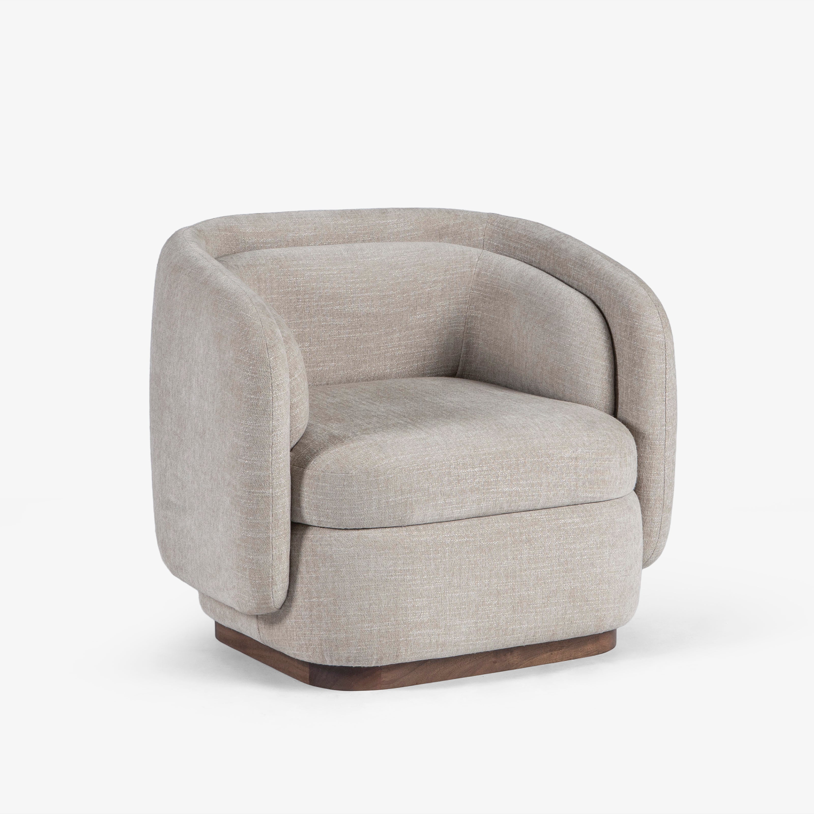 Curved armchair on white background