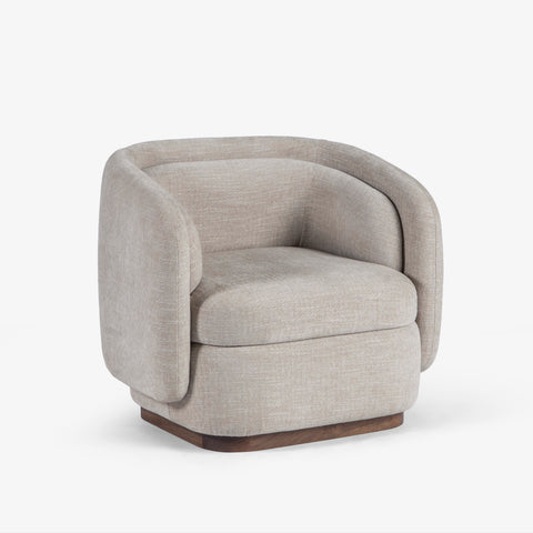 Curved armchair on white background