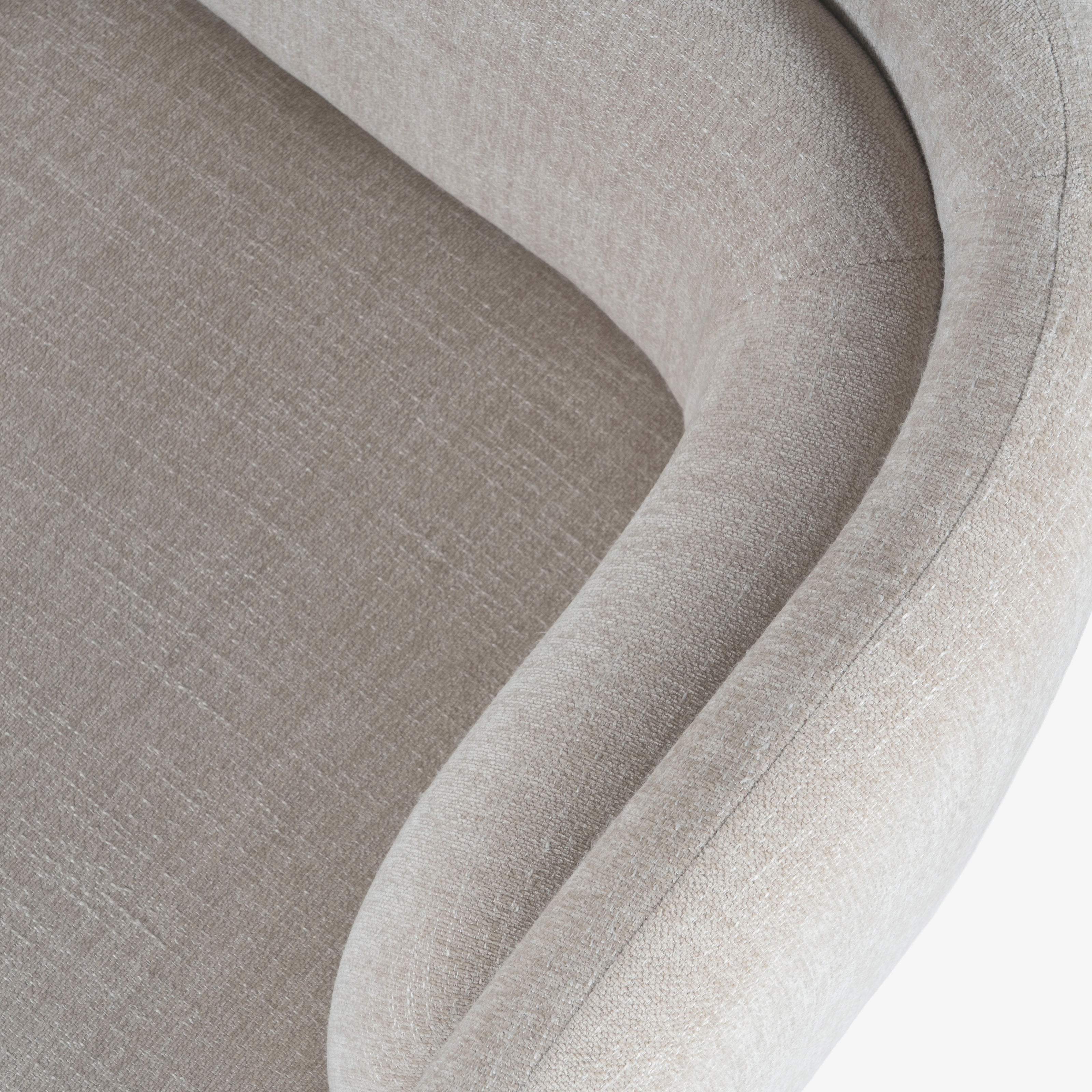 Curved seam upholstery close-up