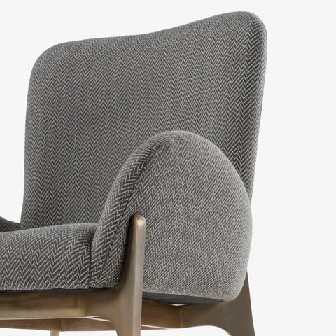Close-up of gray chair arm