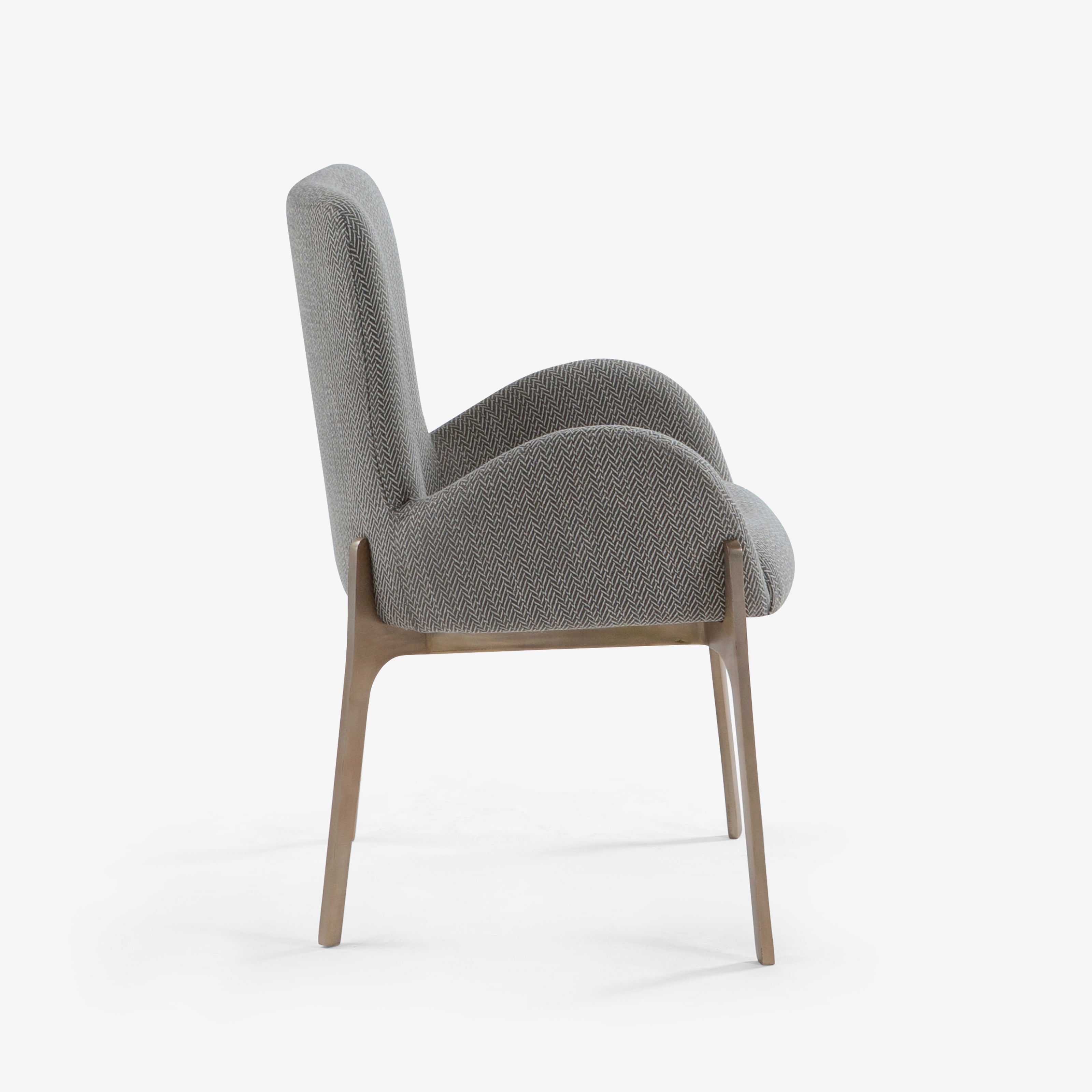 Side view of gray dining chair