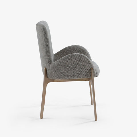 Side view of gray dining chair