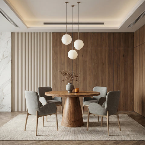Table centered in modern dining room