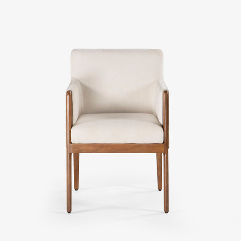 Front view of upholstered armchair