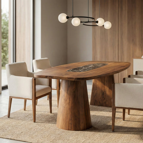 Table with stone inlay centerpiece