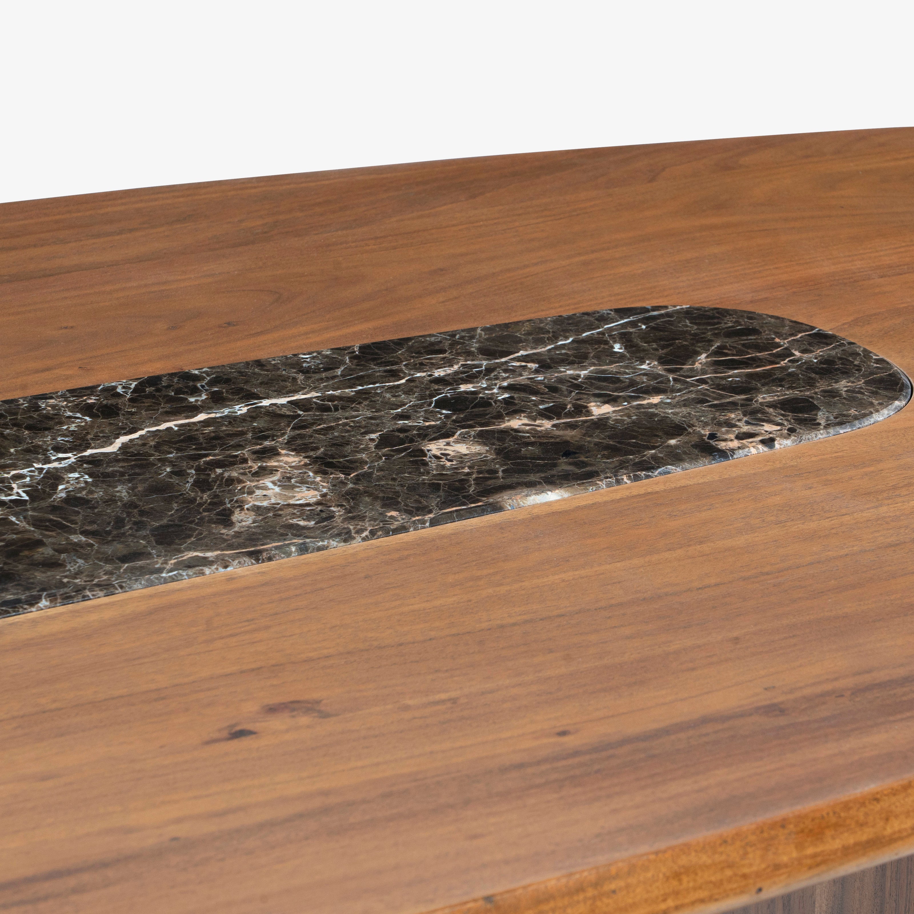 Stone inlay tabletop close-up