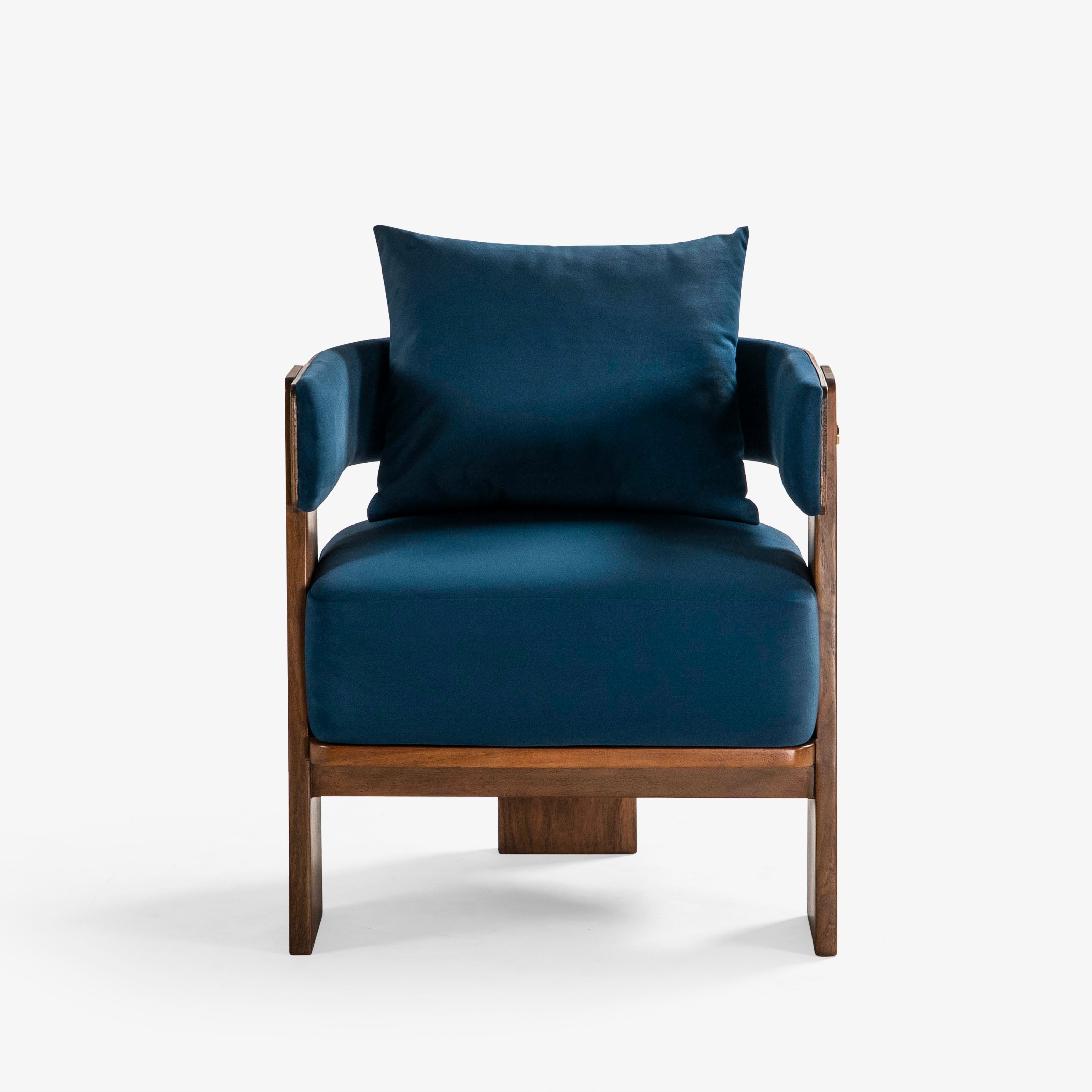 Blue armchair front view