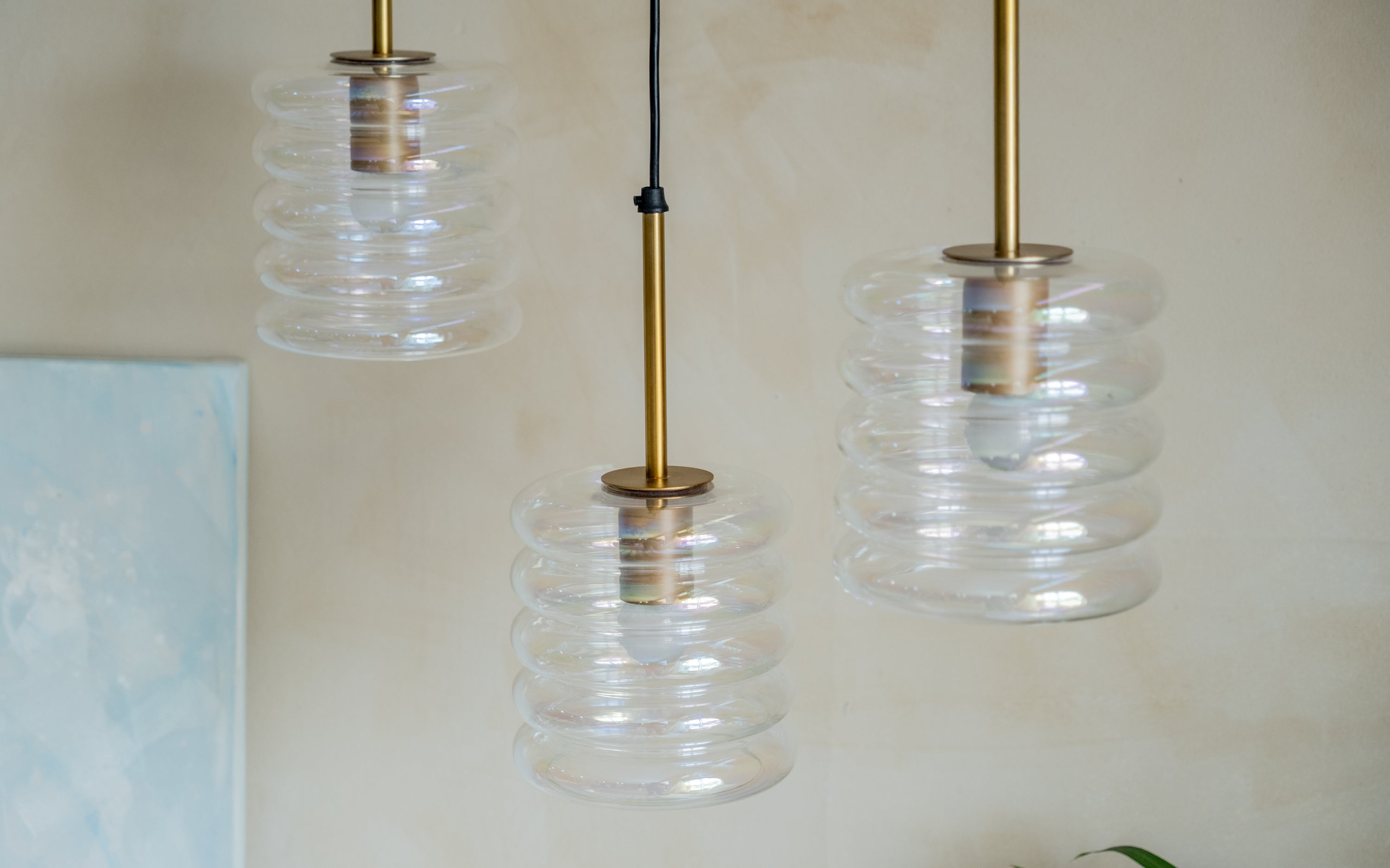 Unio Cluster Round Glass Hanging Lamp Set of 3 | Brass Finished - Orange Tree