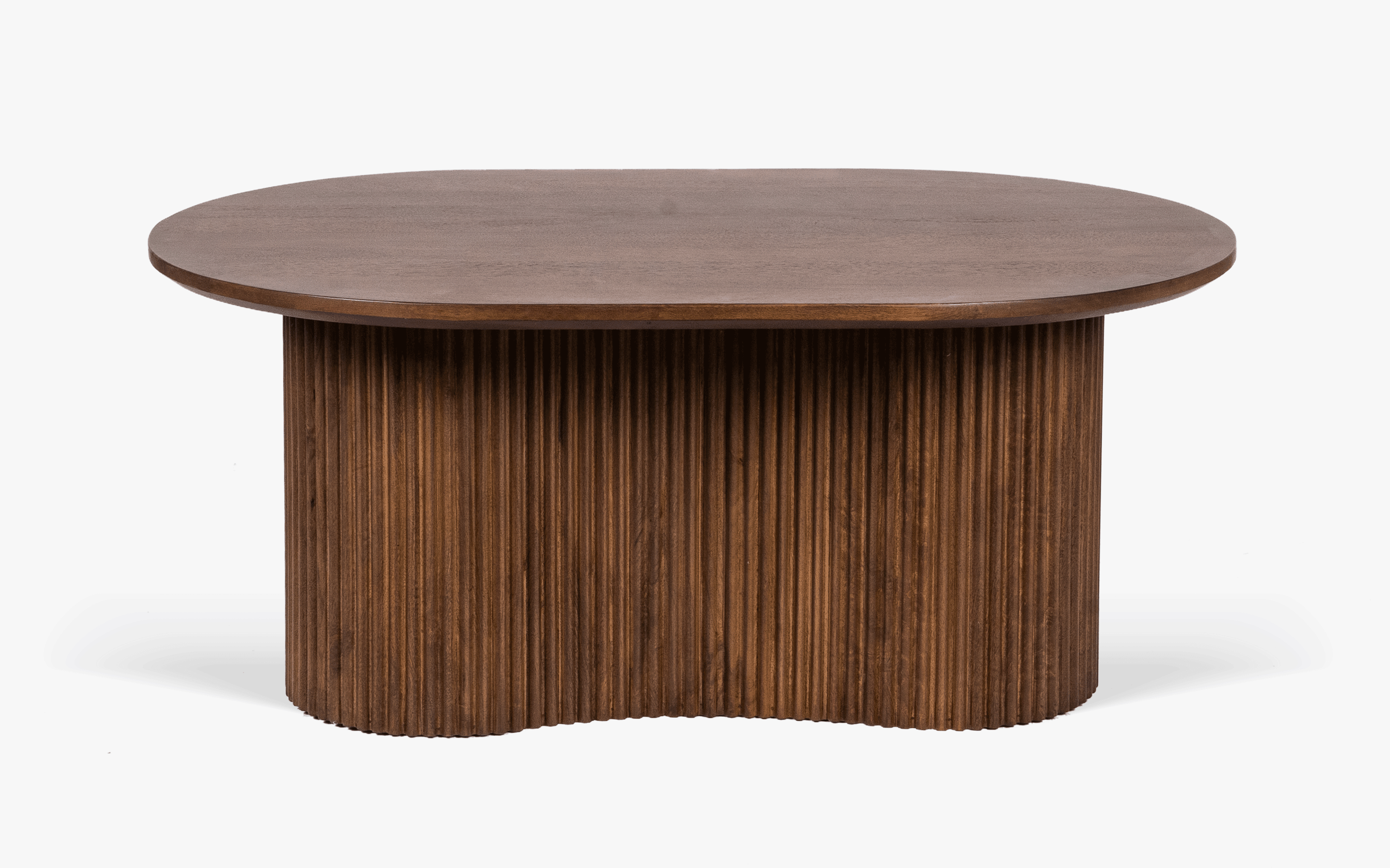 Linn Oval Coffee Table Solid Wood with Light Walnut Finish - with white background - Orange Tree