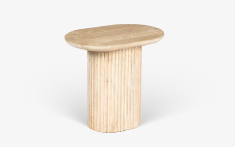 Linn Pearl Side Table, white-washed mango wood, ideal for modern TV unit designs in the living room or bedroom.