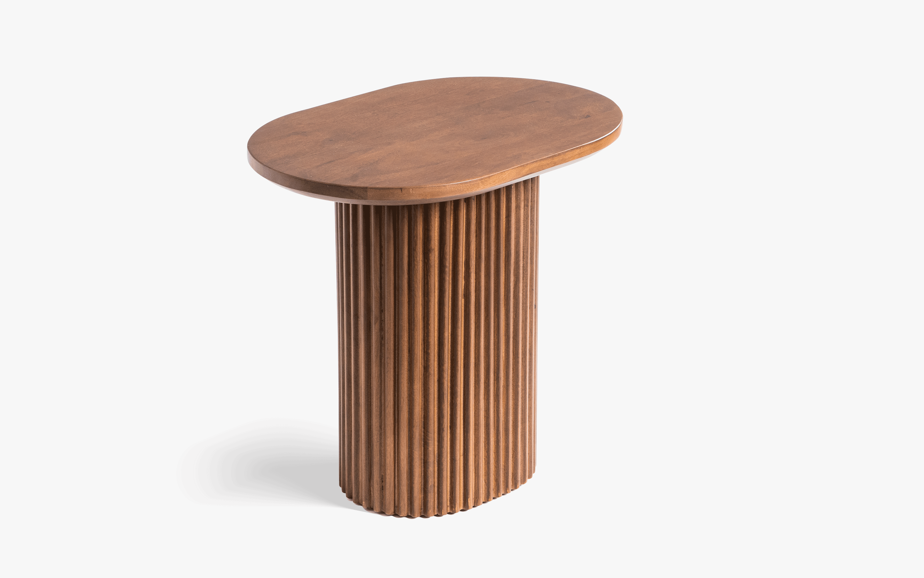 Linn Ribbed Wooden Side Table for Living Room | Walnut Finish - with white background - Orange Tree