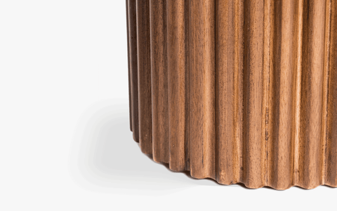 Linn Side Table - Ribbed table made from mango wood with light walnut finish. Perfect wooden side table for living room.