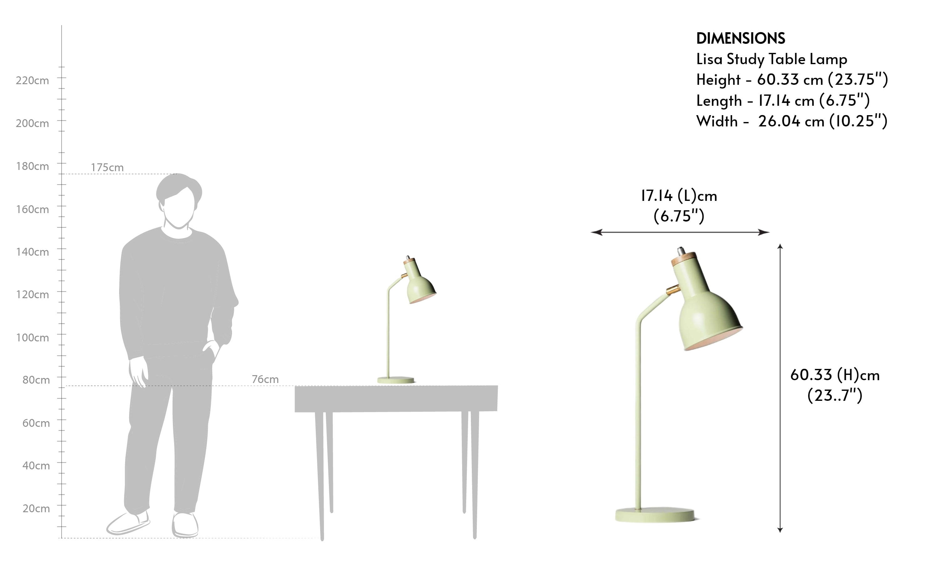 Buy Lisa Green Study Table Lamp - Close shot - from left angle - Orange Tree