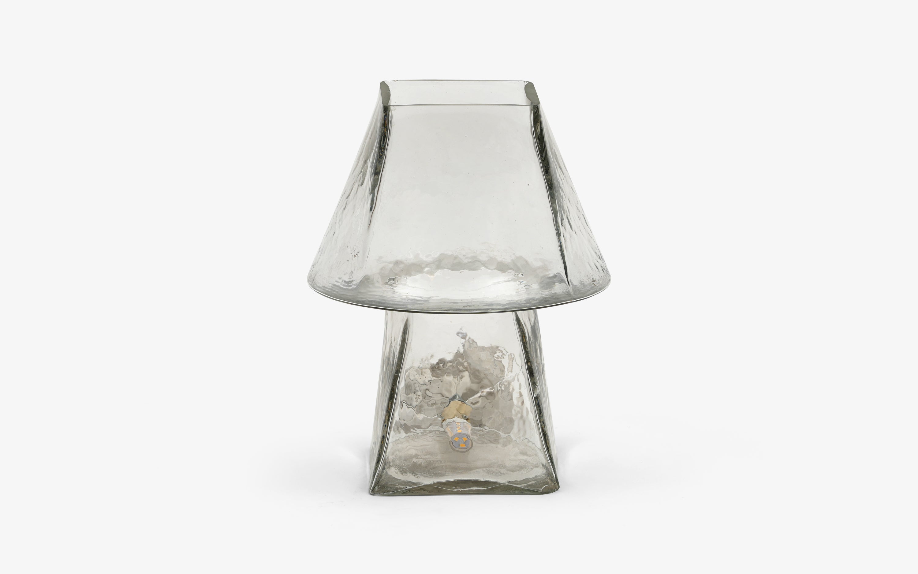 Buy Lueur Conical Clear Mini Table Lamp | Casted Glass in Clear - with white background - Orange Tree