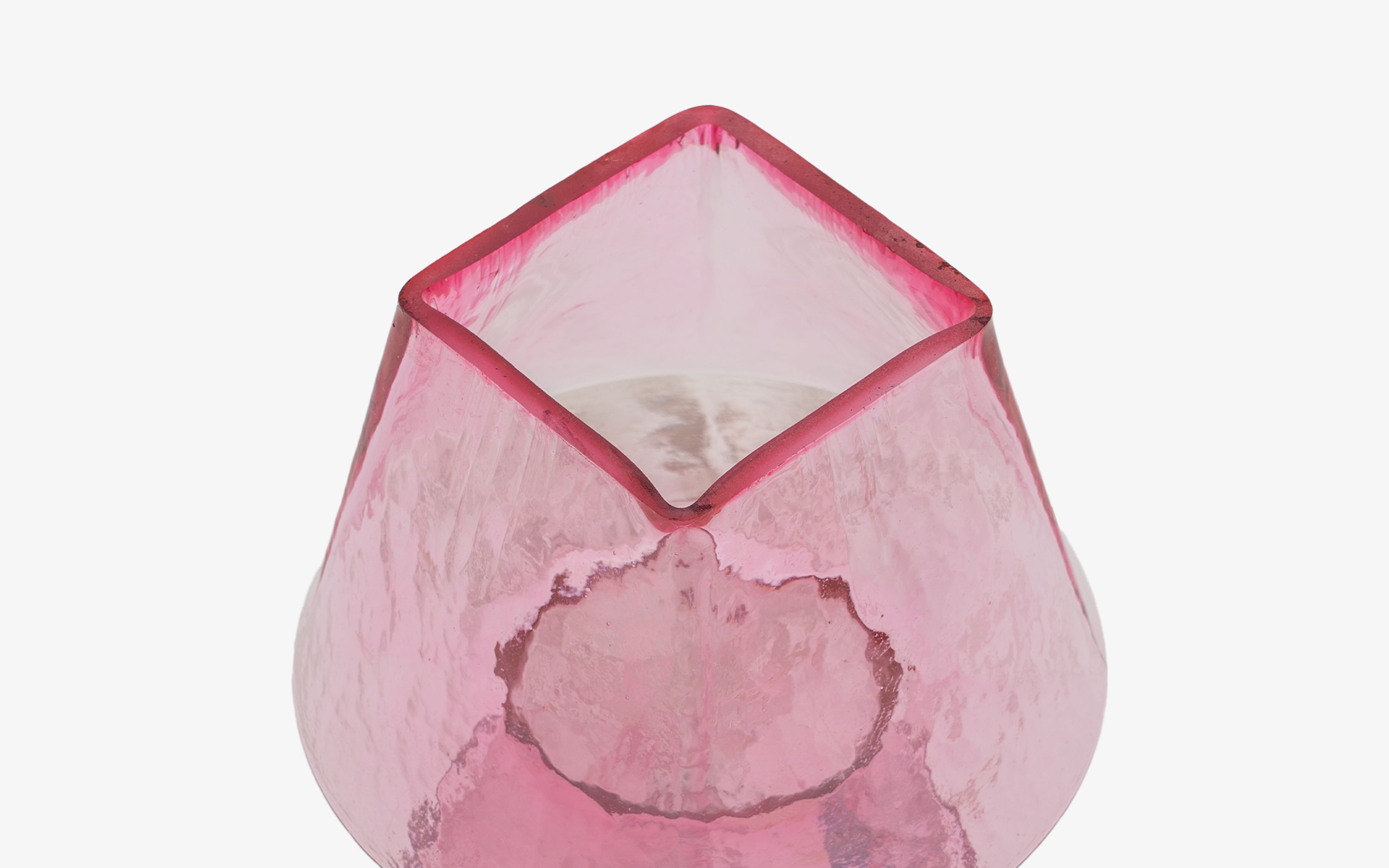 Lueur Conical Pink Mini Table Lamp | Casted Glass in Pink - Close shot - Orange Tree