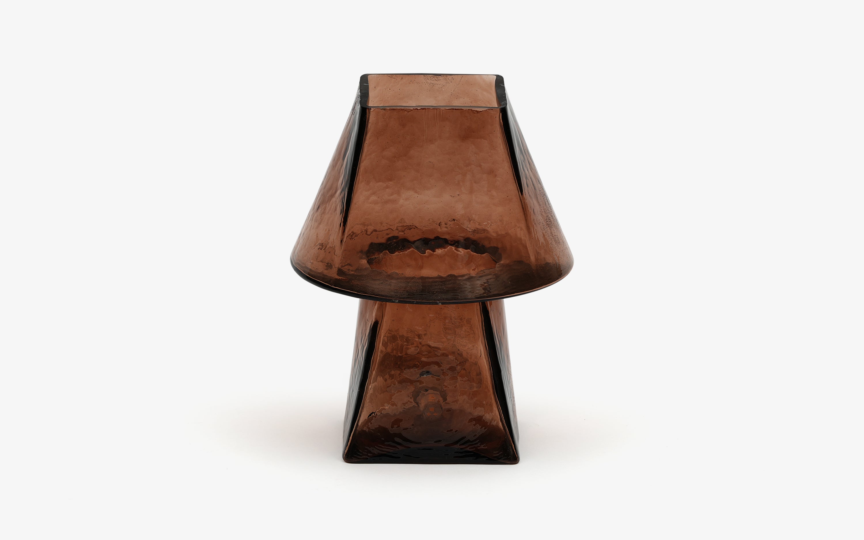 Lueur Conical Smokey Amber Mini Table Lamp | Casted Glass - with white background - Orange Tree