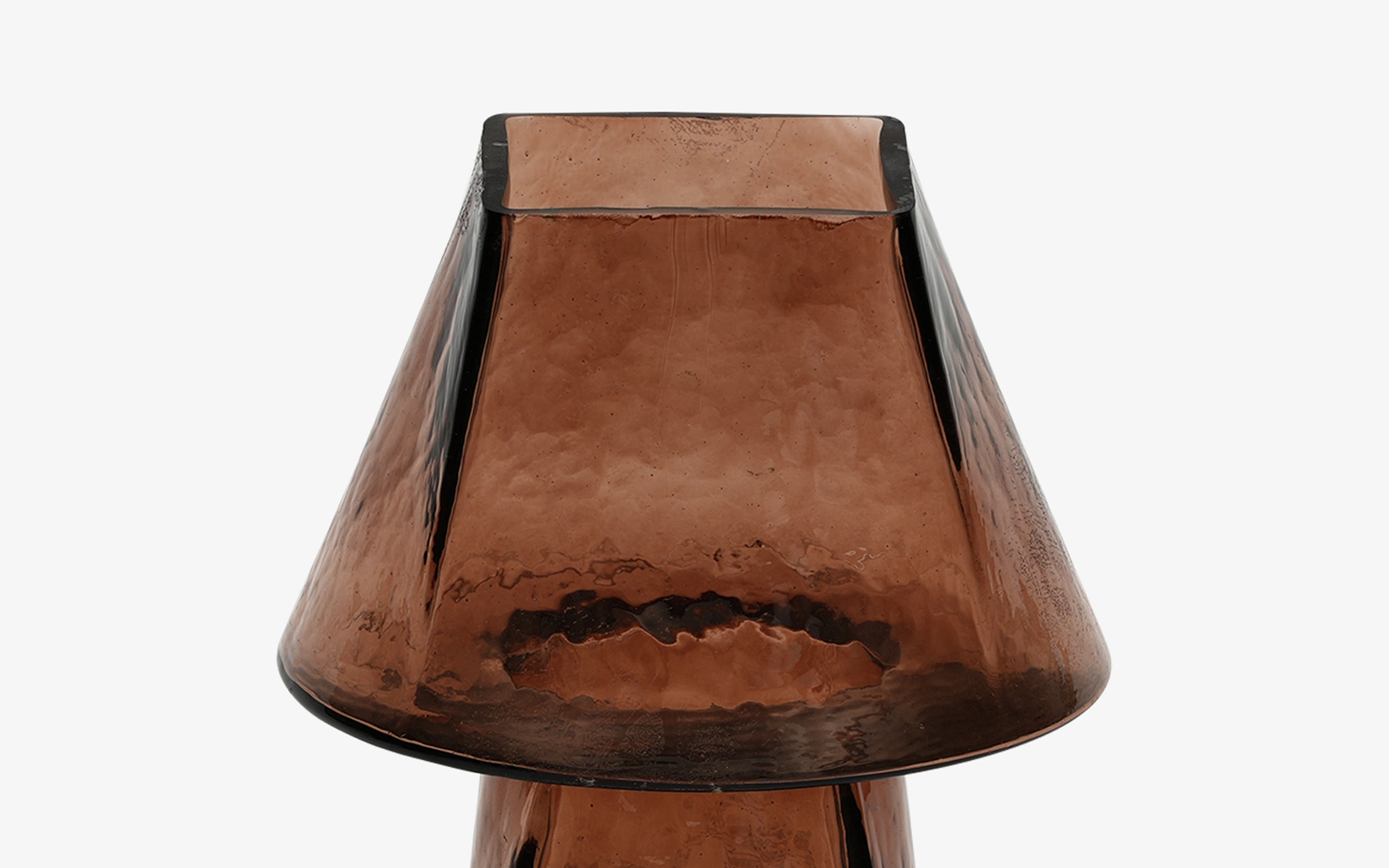 Lueur Conical Smokey Amber Mini Table Lamp | Casted Glass - Close shot - Orange Tree