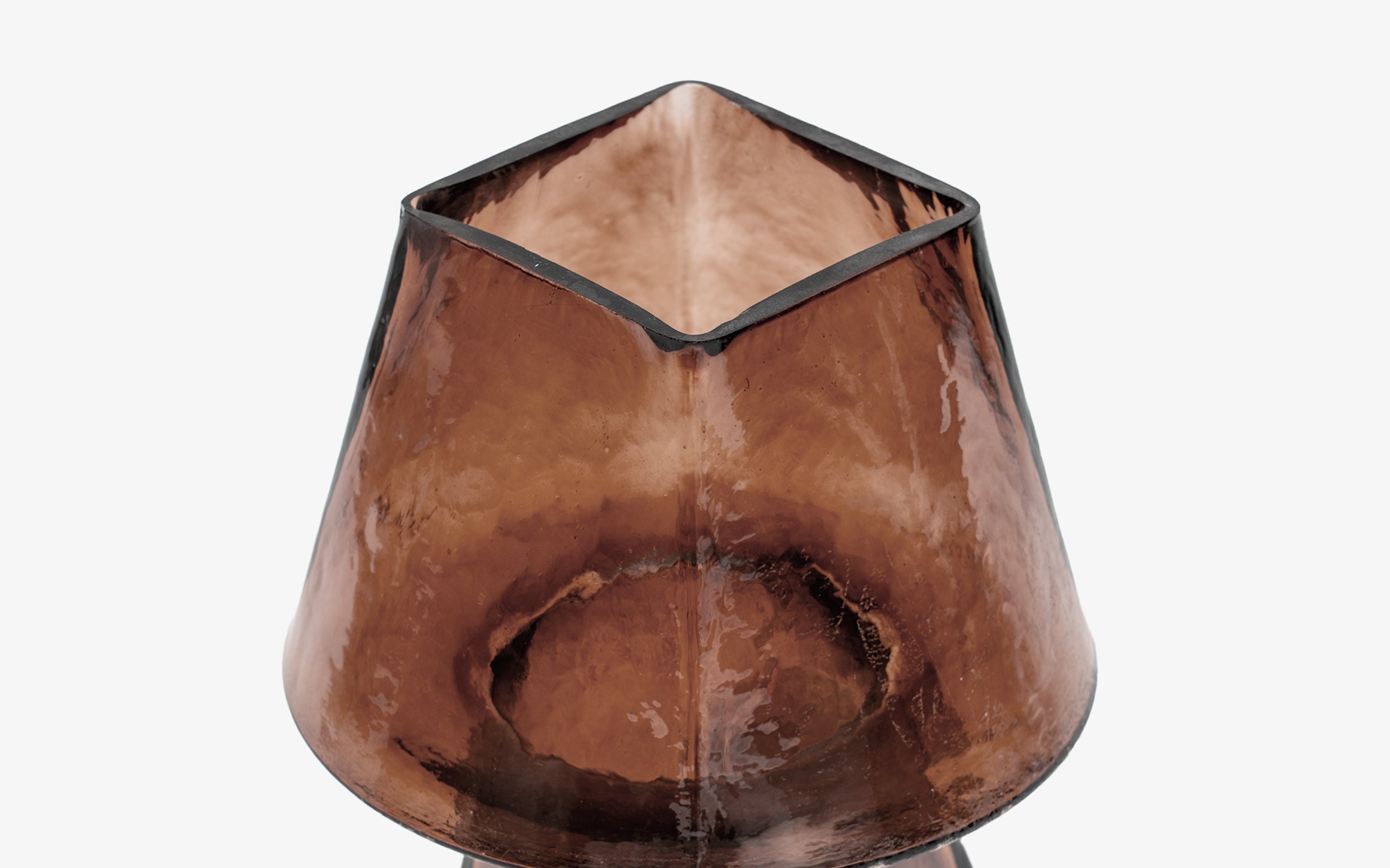 Lueur Conical Smokey Amber Mini Table Lamp | Casted Glass - Close shot - from left angle - Orange Tree