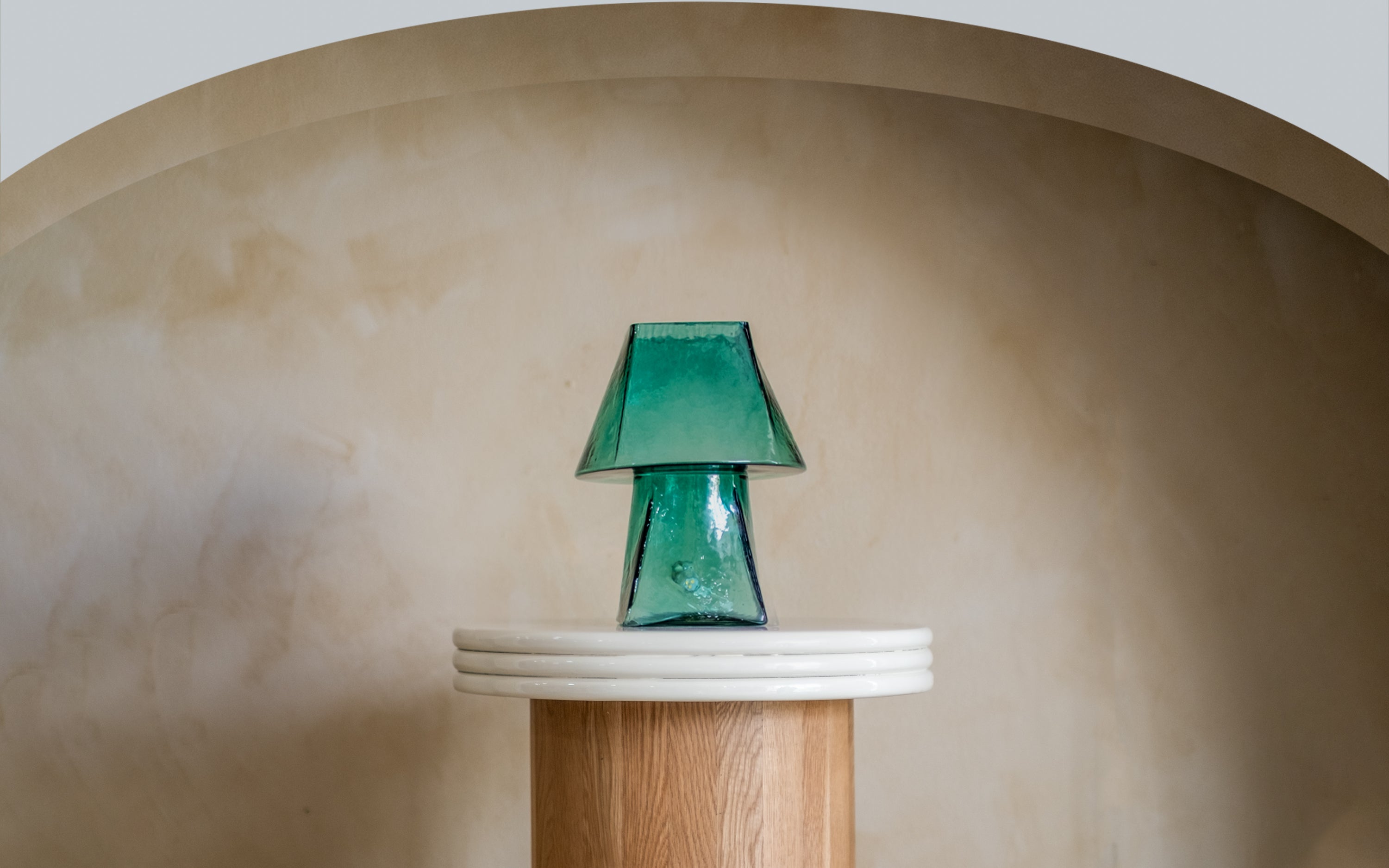 Buy Lueur Conical Teal Mini Table Lamp | Teal Casted Glass - Orange Tree