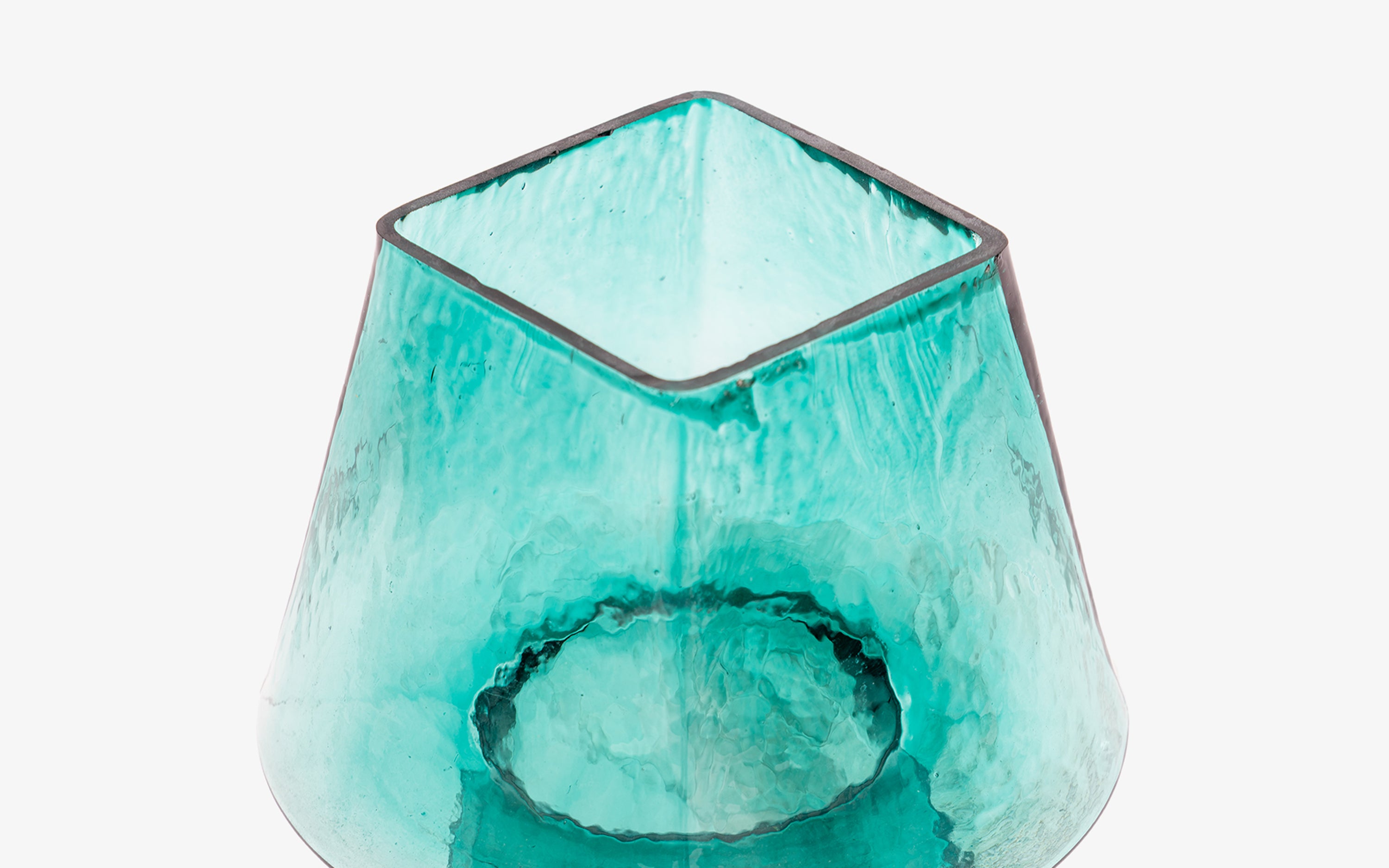 Buy Lueur Conical Teal Mini Table Lamp | Teal Casted Glass - Close shot - Orange Tree