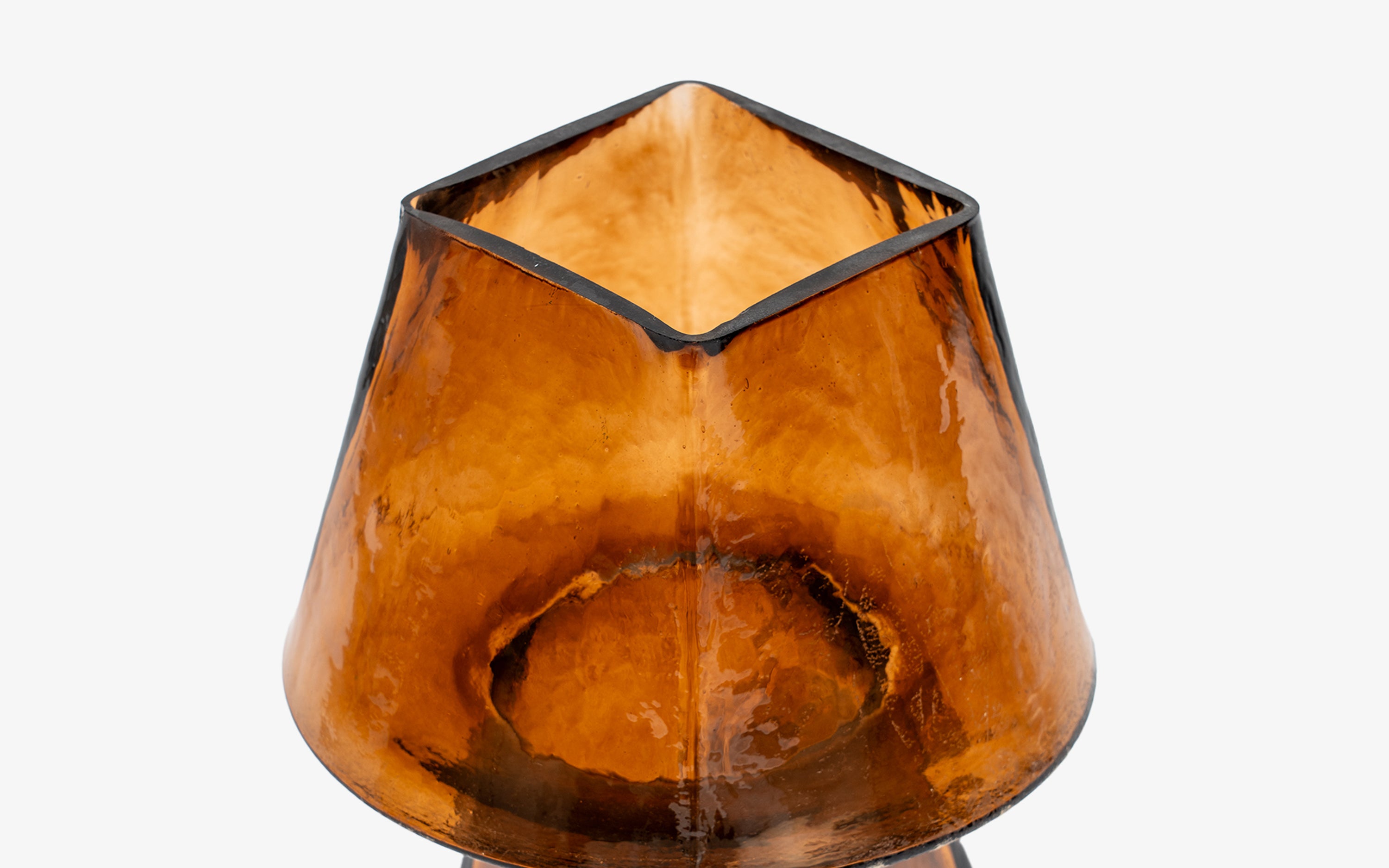 Buy Lueur Conical Amber Mini Table Lamp | Casted Glass - Close shot - Orange Tree