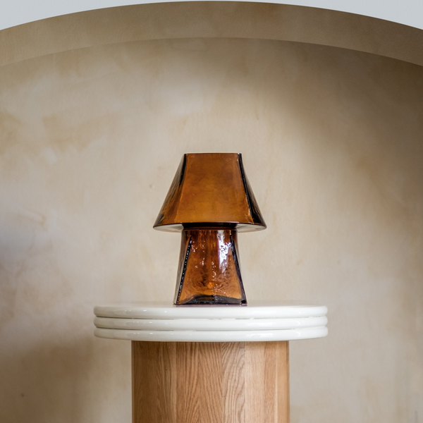 Buy Lueur Conical Amber Mini Table Lamp | Casted Glass
