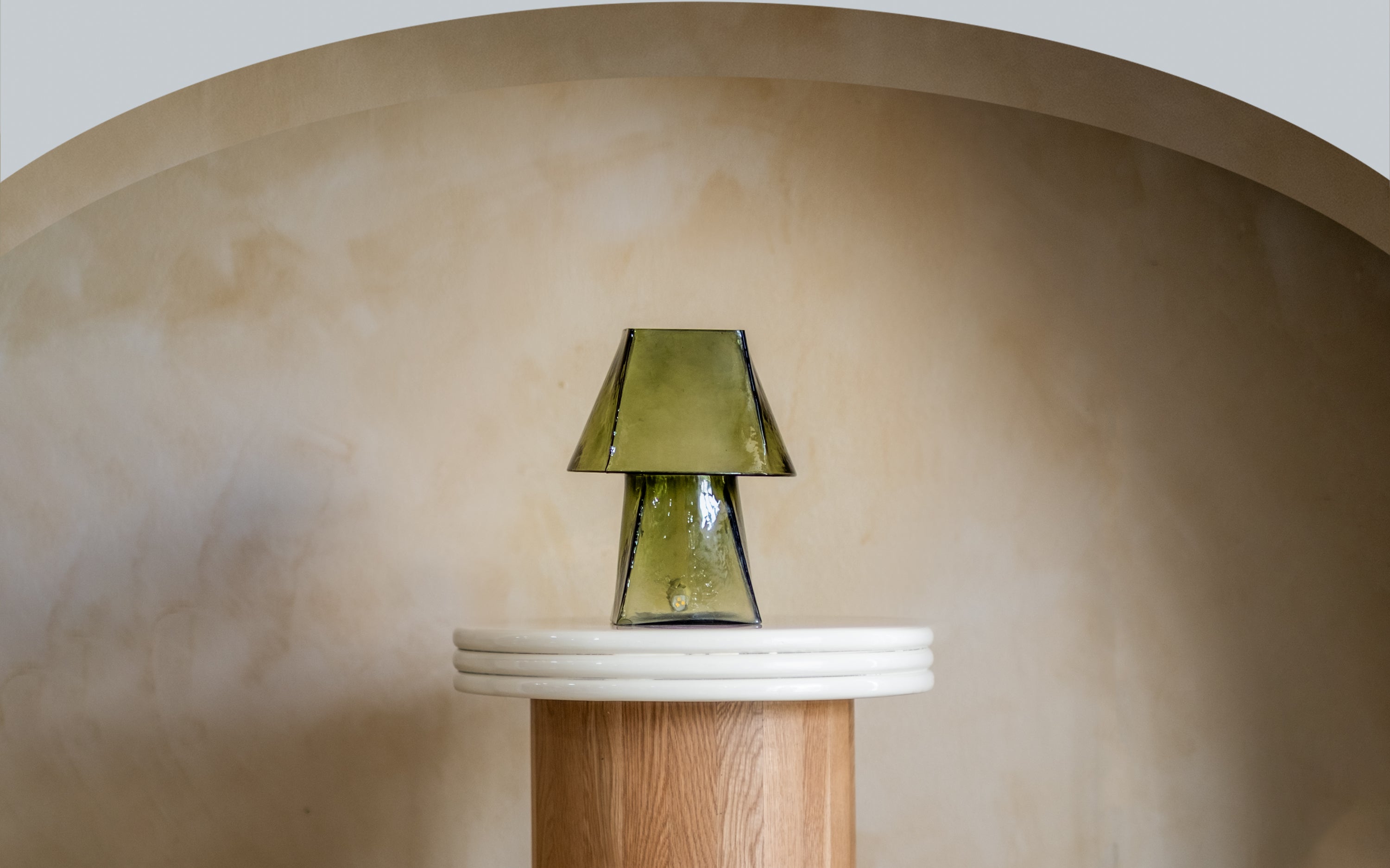 Buy Lueur Conical Olive Green Mini Table Lamp | Casted Glass - Orange Tree