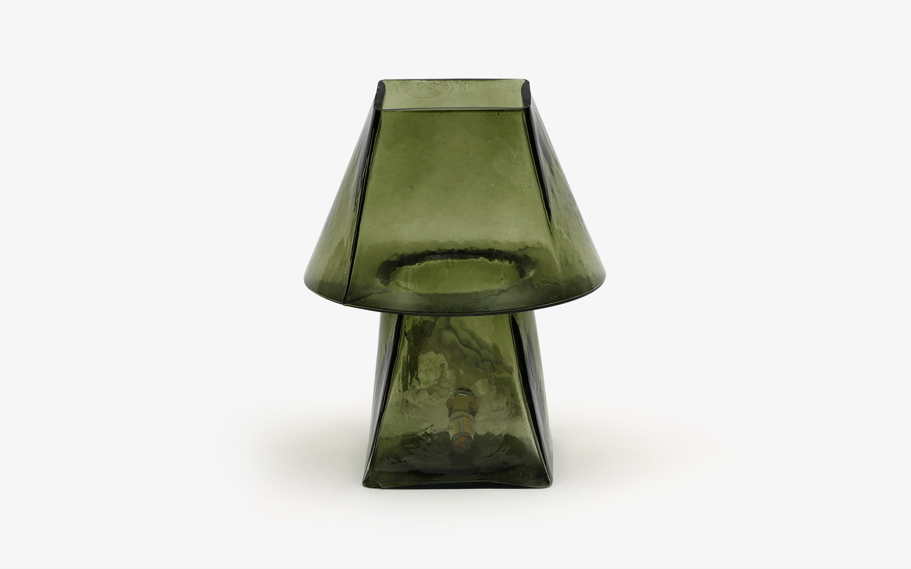 Buy Lueur Conical Olive Green Mini Table Lamp | Casted Glass - with white background - Orange Tree