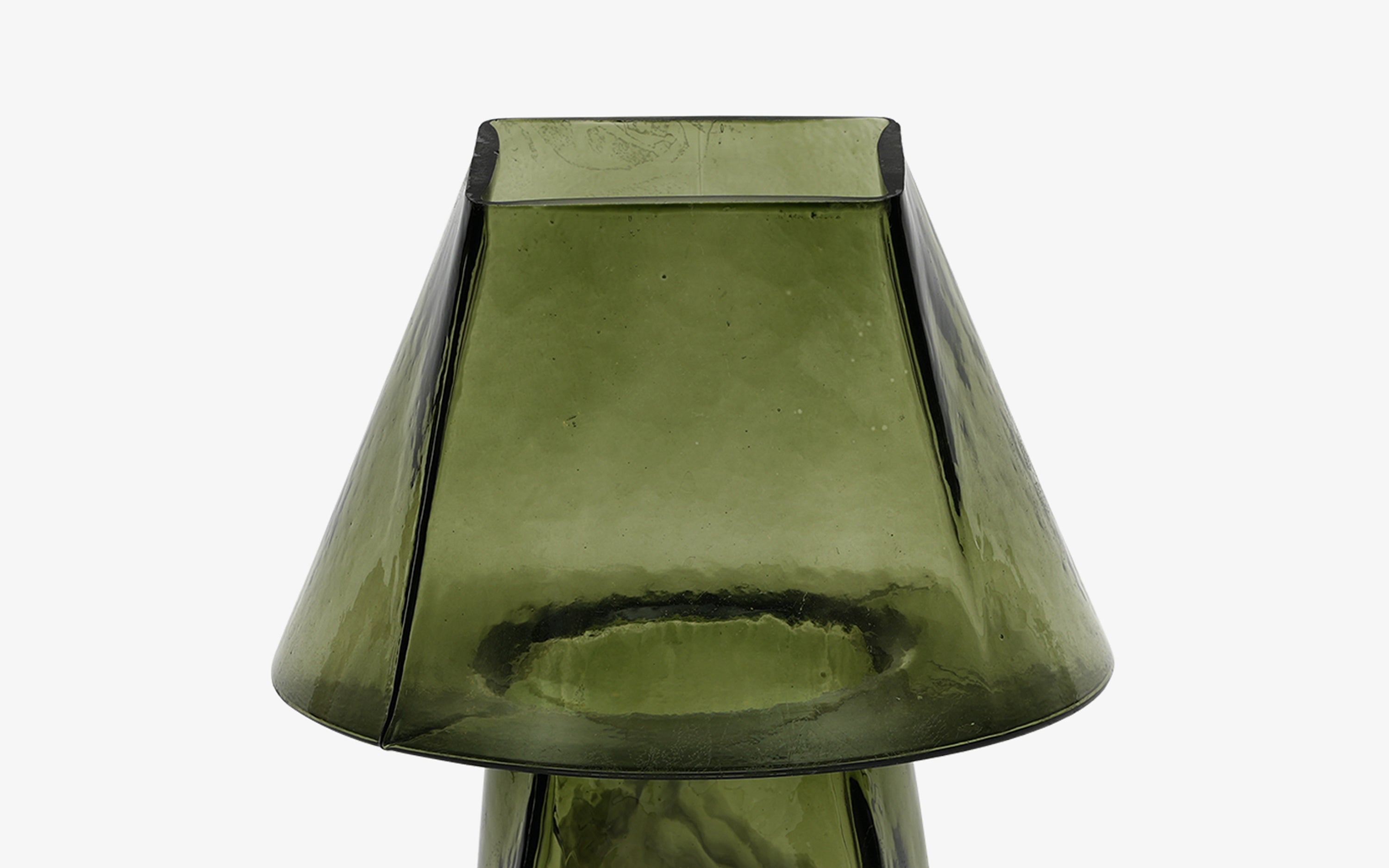 Buy Lueur Conical Olive Green Mini Table Lamp | Casted Glass - Close shot - Orange Tree
