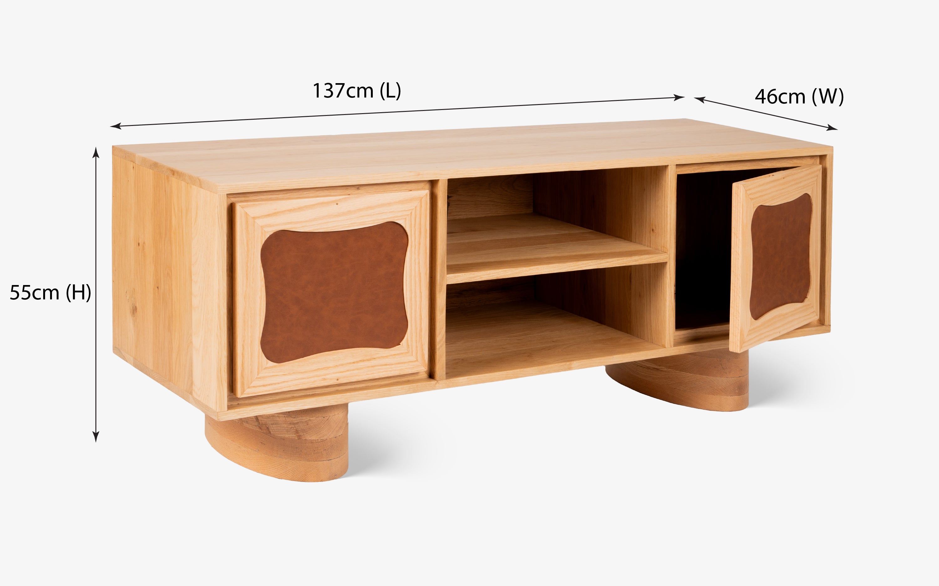 Luna Oak Wood TV Unit with Storage - with white background - Orange Tree