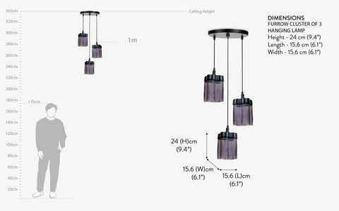 Furrow Cluster of 3 Hanging Lamp