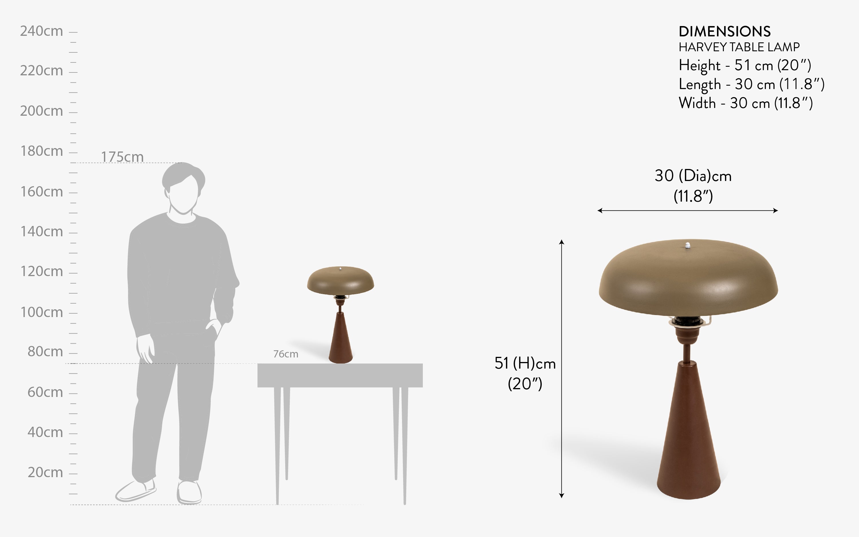 Buy Harvey Table Lamp – Brown Finish Side Table Lamp - Close shot - from right angle - Orange Tree