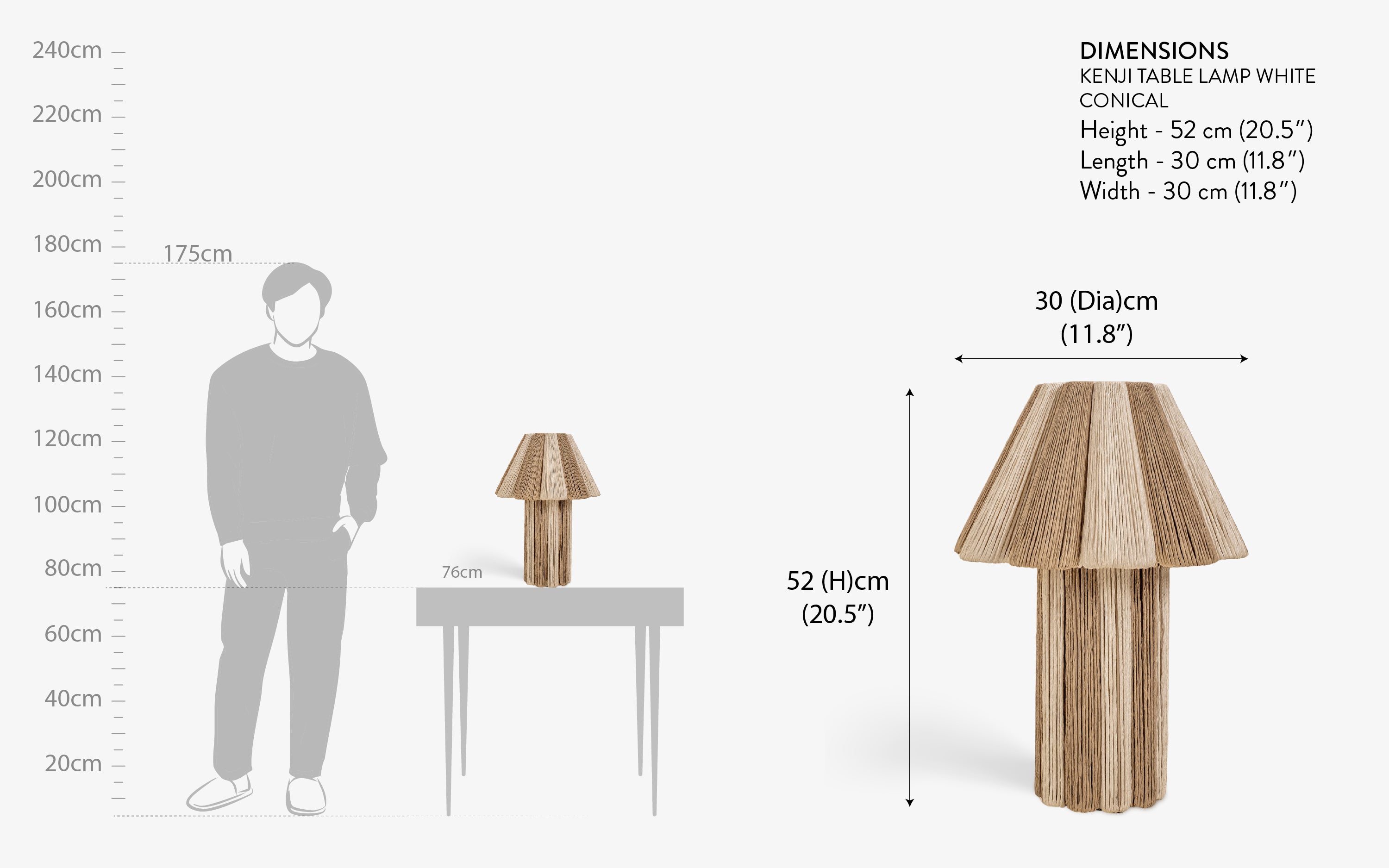 Kenji Conical Table Lamps | Raffia Shade Side Table Lamp - with white background - Orange Tree