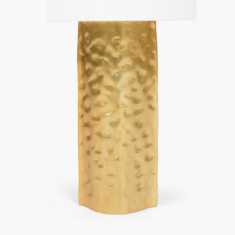 Polished gold circular base plate for stable use as bedroom side table lamps.