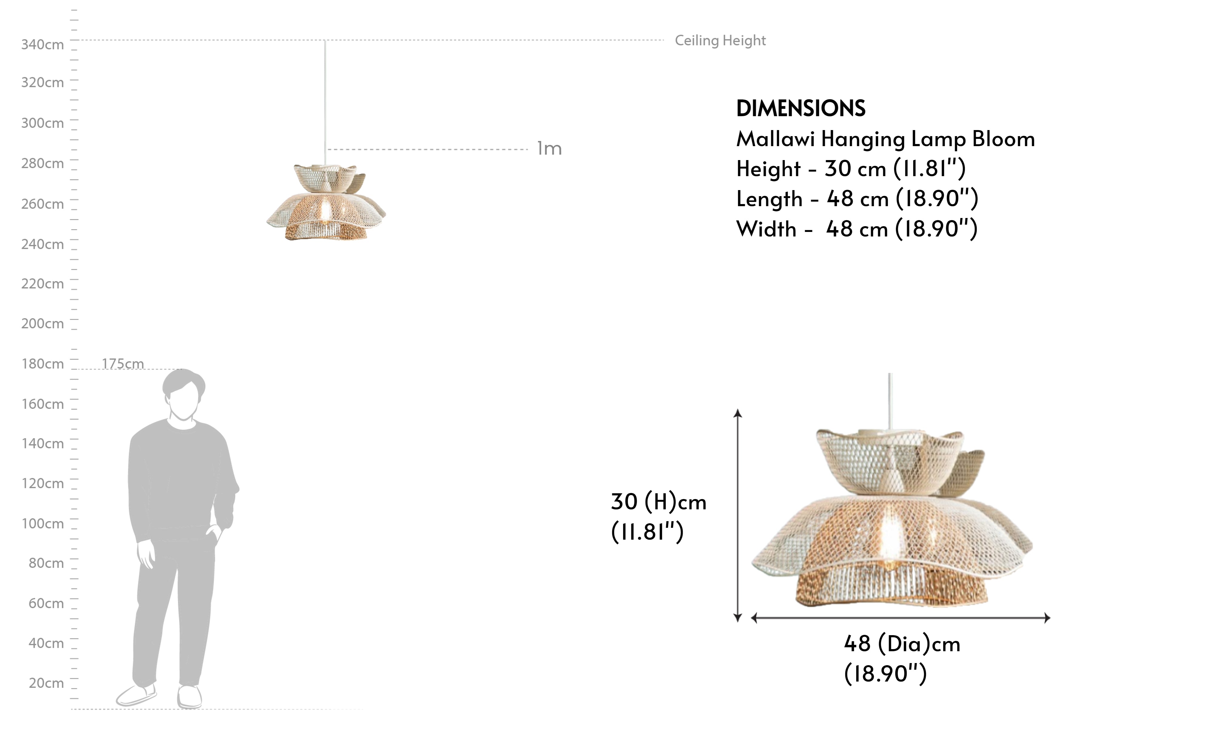 Buy Mallawi Bloom Metal Hanging Lamp - Close shot - from right angle - Orange Tree